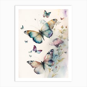 Butterflies Flying In The Sky Watercolour Ink 4 Art Print