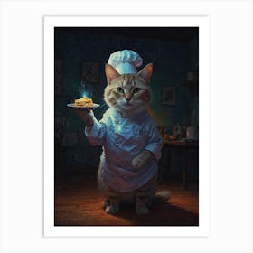 Default Draw Me A Cat Dressed As A Tiny Chef Flipping A Pancak 2 Art Print