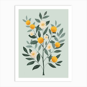 Peach Tree Flat Illustration 7 Art Print