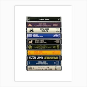 Elton John - Music Poster - Albums on Cassette Print Art Print