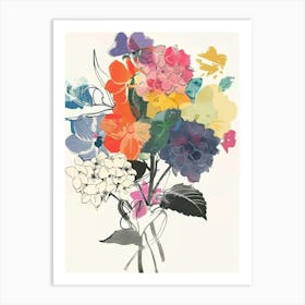 Hydrangea 4 Collage Flower Bouquet Art Print