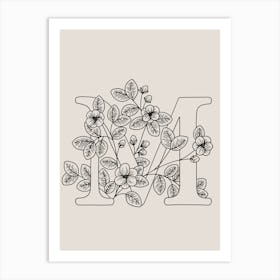 M FLORAL INITIAL PRINT Art Print