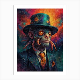 Monkey In A Top Hat 1 Art Print