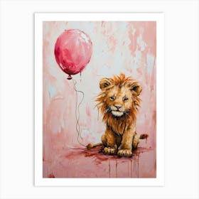 Cute Lion 1 With Balloon Art Print