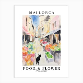 Food Market With Cats In Mallorca 2 Poster Art Print