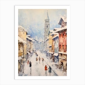 Vintage Winter Painting Zurich Switzerland 2 Art Print