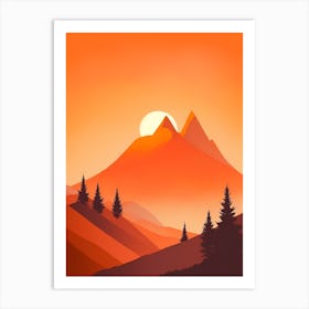 Misty Mountains Vertical Composition In Orange Tone 143 Art Print