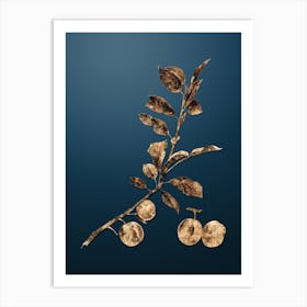 Gold Botanical Apricot on Dusk Blue Art Print