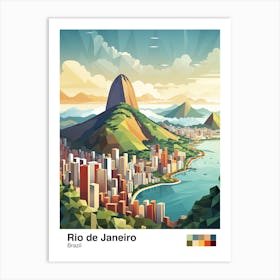 Rio De Janeiro, Brazil, Geometric Illustration 2 Poster Art Print