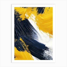 Abstract Yellow And Black Brush Strokes Art Print