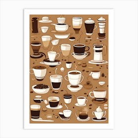 Coffee Cups And Saucers Art Print