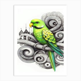 Bumble Green Parrot Art Print