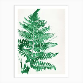 Green Ink Painting Of A Rock Cap Fern 2 Art Print