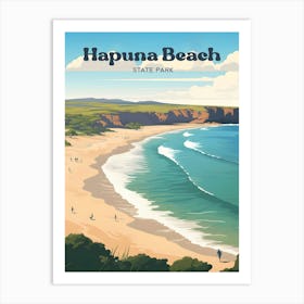 Hapuna Beach Hawaii Beach Travel Art Illustration Art Print