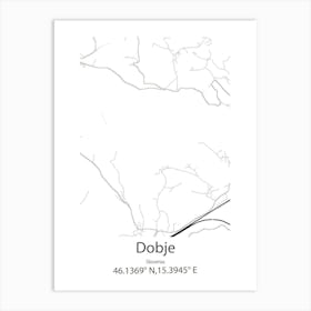 Dobje,Slovenia Minimalist Map Art Print