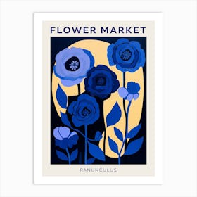 Blue Flower Market Poster Ranunculus 4 Art Print