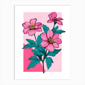 Pink Cosmos Flowers Art Print