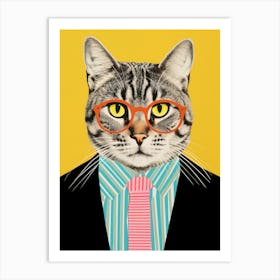 Cat In A Suit Art Print