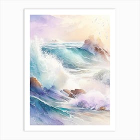 Crashing Waves Landscapes Waterscape Gouache 2 Art Print