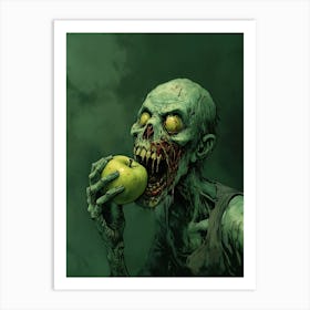 Zombie Eating Apple Art Print