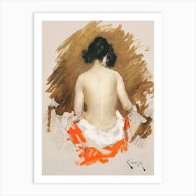 Naked Japanese Woman With A Kimono, William Merritt Chase Art Print