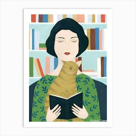 Reading With Cat 1 Art Print