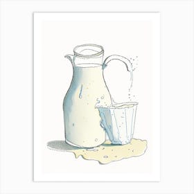 Acidified Buttermilk Dairy Food Pencil Illustration Art Print