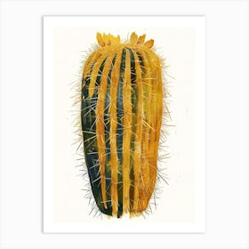 Golden Barrel Cactus Minimalist Abstract 1 Art Print