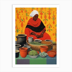 African Cuisine Matisse Inspired Illustration7 Art Print