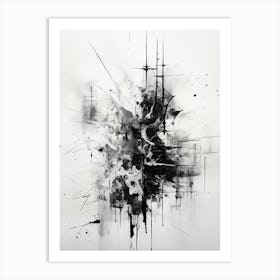 Disintegration Abstract Black And White 5 Art Print