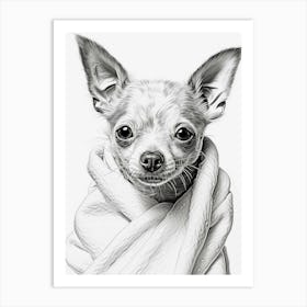 chihuahua with towel Art Print