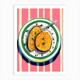 A Plate Of Pumpkins, Autumn Food Illustration Top View 2 Art Print