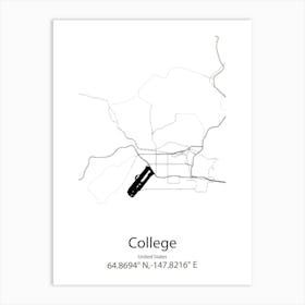 College Station,United States Minimalist Map 1 Art Print