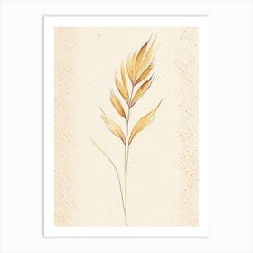 Wheat Leaf Minimalist Watercolour 3 Art Print