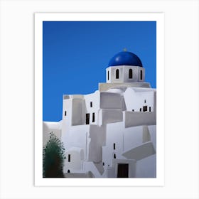 The Blue Dome Church Of Oia Santorini Art Print