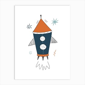 Rocket Ship Space Kids Room 1 Art Print