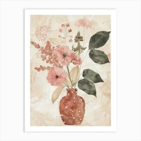 Pink Flowers In A Vase 3 Art Print