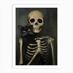 Skeleton Cat Art Print