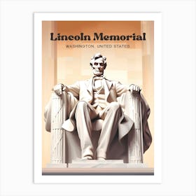 Lincoln Memorial Washington United States Statue Monument Modern Travel Illustration Art Print