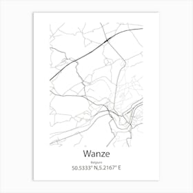 Wanze,Belgium Minimalist Map Art Print