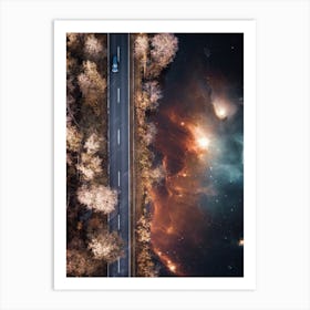 Road Car Lake Space Art Print