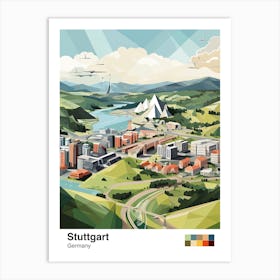 Stuttgart, Germany, Geometric Illustration 1 Poster Art Print
