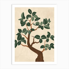 Banyan Tree Minimal Japandi Illustration 1 Art Print