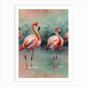 Flamingos Art Print