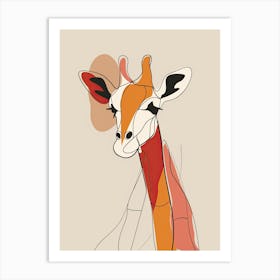 Giraffe - Boho, Line Art 14 Art Print