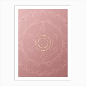 Geometric Gold Glyph on Circle Array in Pink Embossed Paper n.0173 Art Print