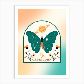 Zodiac Butterfly Capricorn Art Print