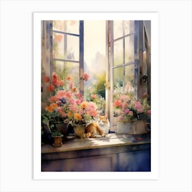 Cat In The Window Art Print