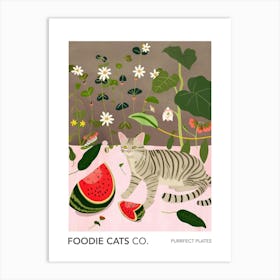 Foodie Cats Co Cat And Watermelon 1 Art Print