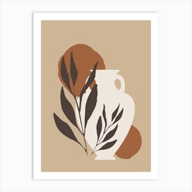 Vase With Leaves Art Print